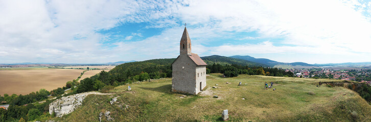 Fototapeta na wymiar Aerial view of Drazovsky Church in Nitra, Slovakia