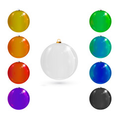 Set of colored Christmas balls. Vector illustration isolated on white background.