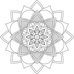 Easy Mandala coloring book simple and basic for beginners, seniors and children. Set of Mehndi flower pattern for Henna drawing and tattoo. Decoration in ethnic oriental, Indian style.