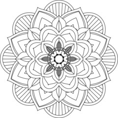 Easy Mandala coloring book simple and basic for beginners, seniors and children. Set of Mehndi flower pattern for Henna drawing and tattoo. Decoration in ethnic oriental, Indian style.