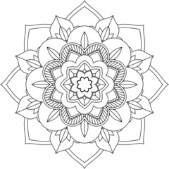 Easy Mandala coloring book simple and basic for beginners, seniors and children. Set of Mehndi flower pattern for Henna drawing and tattoo. Decoration in ethnic oriental, Indian style.