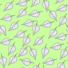 Seamless pattern leaves, Hand drawing. For paper, cover, fabric, gift wrapping, wall art, interior decor. Vector