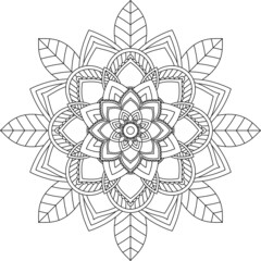 Easy Mandala coloring book simple and basic for beginners, seniors and children. Set of Mehndi flower pattern for Henna drawing and tattoo. Decoration in ethnic oriental, Indian style.