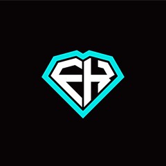 F K initial letter with unique diamond style logo template vector