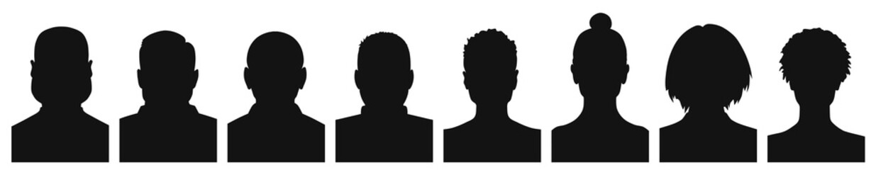 Male and female head silhouettes avatar profile icons