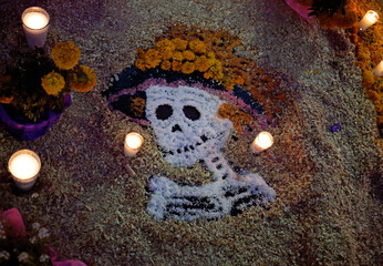 Salt skull Halloween day of the dead decoration  