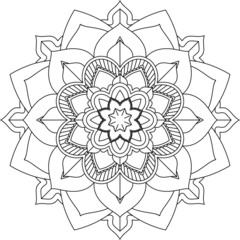 Easy Mandala coloring book simple and basic for beginners, seniors and children. Set of Mehndi flower pattern for Henna drawing and tattoo. Decoration in ethnic oriental, Indian style.