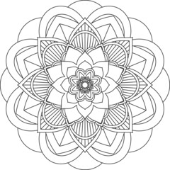 Easy Mandala coloring book simple and basic for beginners, seniors and children. Set of Mehndi flower pattern for Henna drawing and tattoo. Decoration in ethnic oriental, Indian style.