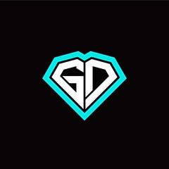 G D initial letter with unique diamond style logo template vector