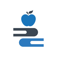 Apple on books icon ( vector illustration )
