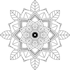 Easy Mandala coloring book simple and basic for beginners, seniors and children. Set of Mehndi flower pattern for Henna drawing and tattoo. Decoration in ethnic oriental, Indian style.