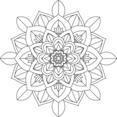 Easy Mandala coloring book simple and basic for beginners, seniors and children. Set of Mehndi flower pattern for Henna drawing and tattoo. Decoration in ethnic oriental, Indian style.