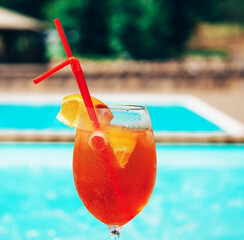 cocktail on the beach. Summer time. Background. Pool. Cocktail. 