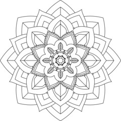 Easy Mandala coloring book simple and basic for beginners, seniors and children. Set of Mehndi flower pattern for Henna drawing and tattoo. Decoration in ethnic oriental, Indian style.