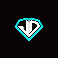 J D initial letter with unique diamond style logo template vector