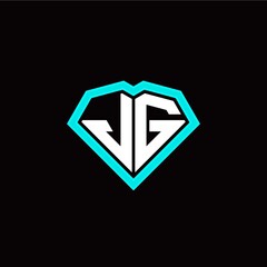 J G initial letter with unique diamond style logo template vector
