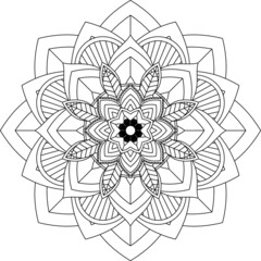 Easy Mandala coloring book simple and basic for beginners, seniors and children. Set of Mehndi flower pattern for Henna drawing and tattoo. Decoration in ethnic oriental, Indian style.