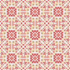 Fototapeta na wymiar Trendy bright color seamless mandala pattern in white yellow red for decoration, paper wallpaper, tiles, textiles, neckerchief, pillows. Home decor, interior design, cloth design.