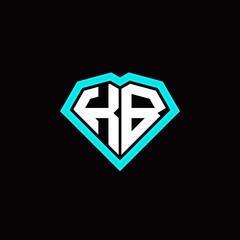 K B initial letter with unique diamond style logo template vector