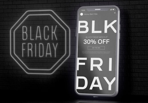 Smartphone Screen Mockup with Black Friday theme