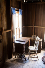 An antique sewing maching in a kitchen of a historic farm house in oepenokee swamp National Wildlife Refuge, Georgia.