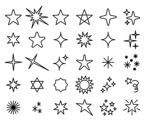 Stars thin line icon vector collection