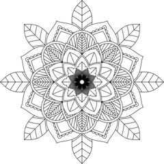 Easy Mandala coloring book simple and basic for beginners, seniors and children. Set of Mehndi flower pattern for Henna drawing and tattoo. Decoration in ethnic oriental, Indian style.
