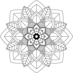 Easy Mandala coloring book simple and basic for beginners, seniors and children. Set of Mehndi flower pattern for Henna drawing and tattoo. Decoration in ethnic oriental, Indian style.