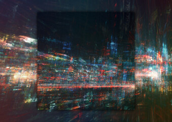 Modern city, abstract futuristic urban illustration with square  space and blurred background