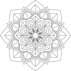 Easy Mandala coloring book simple and basic for beginners, seniors and children. Set of Mehndi flower pattern for Henna drawing and tattoo. Decoration in ethnic oriental, Indian style.