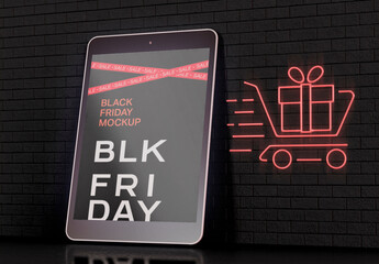 Tablet Screen Mockup with Black Friday theme