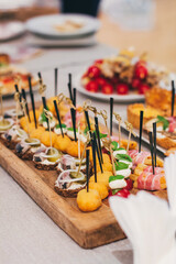 Catering table set service at restaurant before party