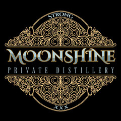 Moonshine vintage decorative ornate label design