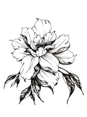 hand drawn flower tattoo sketch