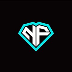 N F initial letter with unique diamond style logo template vector