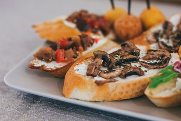 Catering table set service at restaurant before party