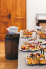 Catering table set service at restaurant before party