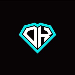 O K initial letter with unique diamond style logo template vector