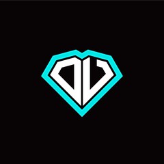 O U initial letter with unique diamond style logo template vector