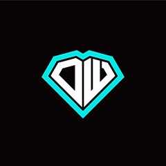 O W initial letter with unique diamond style logo template vector