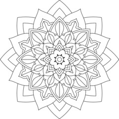 Easy Mandala coloring book simple and basic for beginners, seniors and children. Set of Mehndi flower pattern for Henna drawing and tattoo. Decoration in ethnic oriental, Indian style.