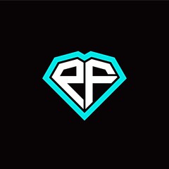 P F initial letter with unique diamond style logo template vector