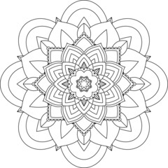 Easy Mandala coloring book simple and basic for beginners, seniors and children. Set of Mehndi flower pattern for Henna drawing and tattoo. Decoration in ethnic oriental, Indian style.