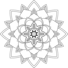 Easy Mandala coloring book simple and basic for beginners, seniors and children. Set of Mehndi flower pattern for Henna drawing and tattoo. Decoration in ethnic oriental, Indian style.