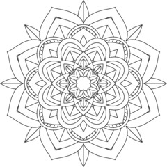 Easy Mandala coloring book simple and basic for beginners, seniors and children. Set of Mehndi flower pattern for Henna drawing and tattoo. Decoration in ethnic oriental, Indian style.
