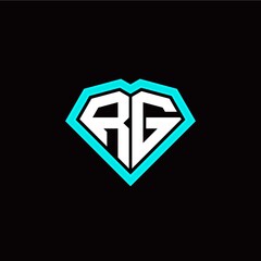 R G initial letter with unique diamond style logo template vector