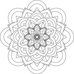 Easy Mandala coloring book simple and basic for beginners, seniors and children. Set of Mehndi flower pattern for Henna drawing and tattoo. Decoration in ethnic oriental, Indian style.