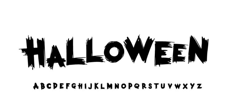 Halloween stylized grunge font. Alphabet
