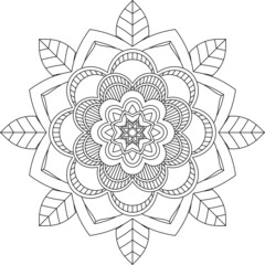 Easy Mandala coloring book simple and basic for beginners, seniors and children. Set of Mehndi flower pattern for Henna drawing and tattoo. Decoration in ethnic oriental, Indian style.