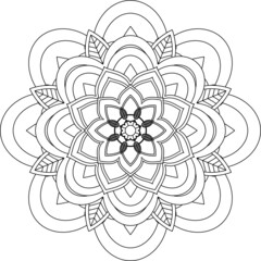 Easy Mandala coloring book simple and basic for beginners, seniors and children. Set of Mehndi flower pattern for Henna drawing and tattoo. Decoration in ethnic oriental, Indian style.